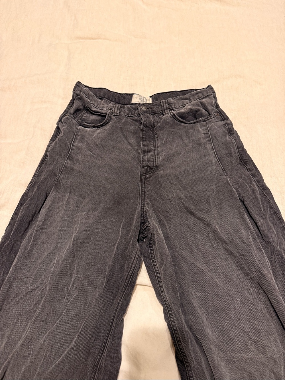 Free People Charcoal Gray wide legs denim